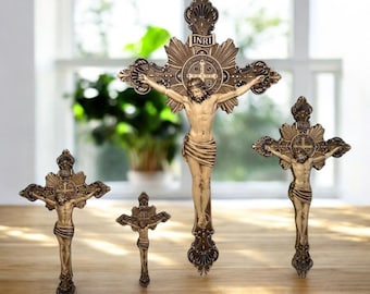 Hand-Carved Maple St. Benedict Crucifix - Catholic Altar Decor