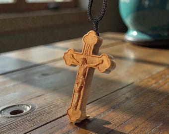 Handcrafted Olive Wood Cross Pendant