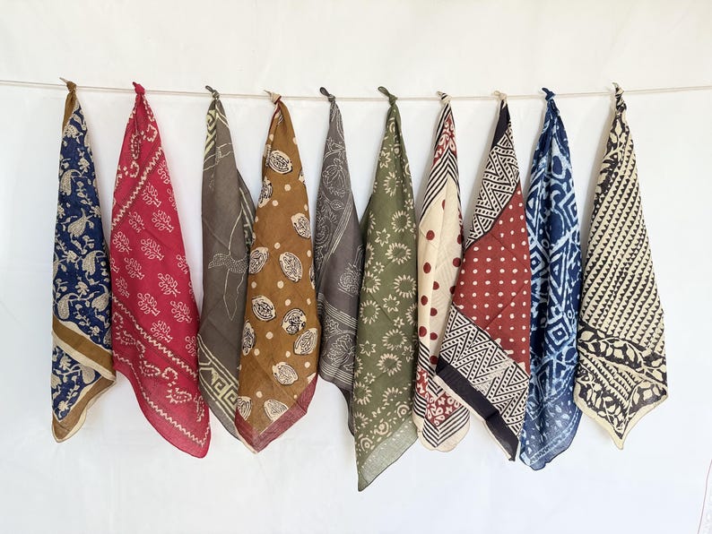 String Bandana Pack of 10 Indian Cotton Bandana Scarf,foulard,neckerchief,necktie Face ...