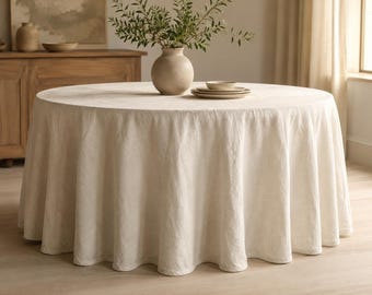 Round Linen Hygge tablecloth Washed soft linen table cloth stonewashed linen custom size tablecloth Circle dining tablecloth Mother's Day