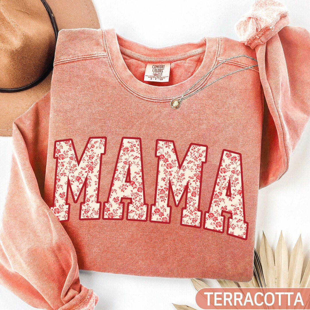 Mama Color:blue Comfort Colors® Mama Sweatshirt, Floral Mama Sweatshirt, Pregnancy ...