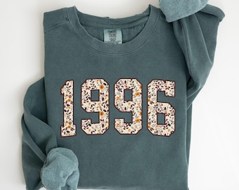 Comfort Colors® Floral 1996 Sweatshirt, 30 Years Old Birthday, 30th Birthday Gift For Women, Womens Birthday Gifts, Born in 1996 Sweater