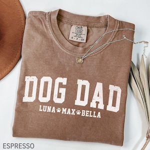 Comfort Colors® Custom Dog Dad Shirt With Dogs Names, Personalized Dog Dad Shirt, Retro Dog Lover Gifts, Dog Owner Tee, Dog Dad Gift