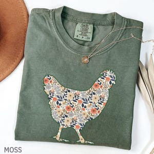 Comfort Colors® shirt kip, boho bloemen shirt kip, shirt kip moeder, shirt boerenmeisje, shirt boerderijmeisje, shirt boerderij familie, schattig T-shirt kip voor vrouwen