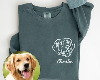 Sudadera con retrato de mascota personalizado Comfort Colors®, sudadera con foto de mascota personalizada, suéter personalizado para perro o gato con nombre, regalo conmemorativo para mascotas