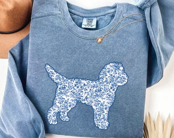 Comfort Colors® Toile Floral Cockapoo Sweatshirt, Cockapoo Mama Sweater, Gift for Cockapoo Owner, Dog Mom Crewneck, Cockapoo Mom Shirt