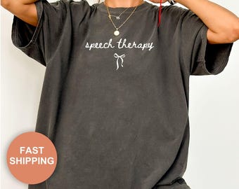 Comfort Colors Speech Therapy Shirt, Speech Language Pathologist Shirt, SLP Shirt, Speech Therapist Gift, Coquette Bow Tee SLP Tee for Woman