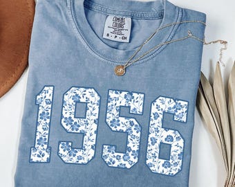 Comfort Colors® Toile Floral 1956 Shirt, 70th Birthday Gifts for Women Birth Year T-shirt, Born in 1956 Tshirt, 70 Years Old Shirt
