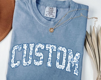 Toile Floral Custom Text Shirt, Comfort Colors® Customizable Name Shirt, Custom Your Text Matching Shirts, Personalized Gift For Her