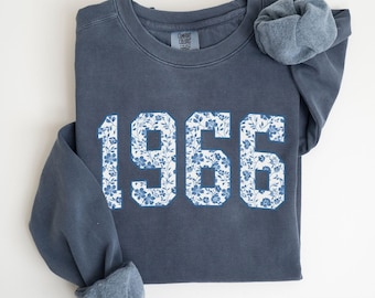 Comfort Colors® Toile Floral 1966 Sweatshirt, 60th Birthday Gifts for Women Birth Year Sweater, Born in 1966 Sweater,60 Years Old Sweatshirt