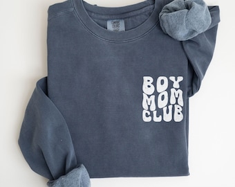Comfort Colors® Jungen Moms Club Sweatshirt, Junge Mama Sweatshirt, Schwangerschaftansage Junge, Mama von Jungen Sweatshirt, Neue Mutter Pullover