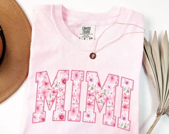 Camisa Mimi Comfort Colors®, Camisa Mimi con flores rosas, Anuncio de embarazo, Regalo para Mimi, Regalo para abuela, Camiseta para abuela, Camisa Mimi nueva