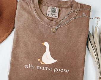 Comfort Colors Silly Mama Goose シャツ、新米ママへのギフト、Silly Goose 1歳の誕生日おめでとうファミリーシャツ1枚、Silly Goose 1歳の誕生日衣装