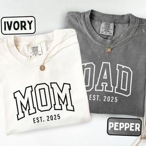 Custom Mom Dad Comfort Colors® T-shirt, Personalized Mama and Dad Shirt, Pregnancy Announcement Tee, Matching Parents Outfit Gifts