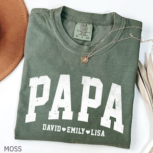 Comfort Colors® Custom Papa Shirt With Grandkids Names, Customized Father&#39;s Day Gift for Grandparent, Personalized Grandpa Shirt