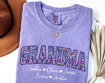 Personalized Grandma Shirt with Grandkids Names, Custom Names Mimi Nana Gigi Grandma Gifts, Mother's Day Gifts, Gifts for Grandparents