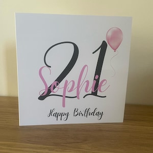 Personalisiertes 18. 21. 30. 40. 50er Jahre. 60er Jahre. 65. 70er. 75. Karte zum 80.Geburtstag für Sie. Rosa. Ballon. Alles Gute zum Geburtstag. Handgefertigt