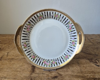 Antique Morimura Brothers Nippon serving dish with geometric rose decoration