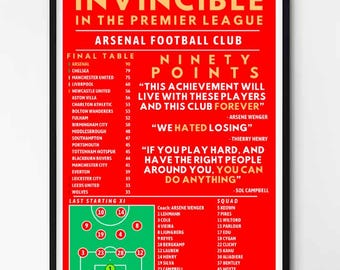 Arsenal Invincibles Premier League Poster