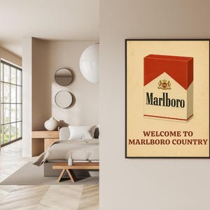 Vintage Cigarette Poster Print, Retro Marlboro Print, Tobacco Poster, Vintage Advertisement, Cigarette Marlboro Poster, Digital Art
