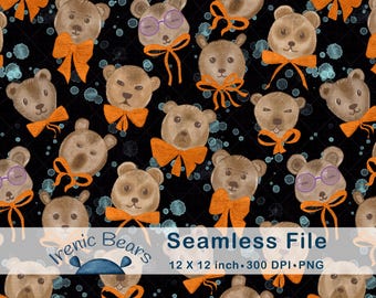 Kokette Baby-Bären Muster: Kinderzimmer Deko PNG (Digitaler Download)