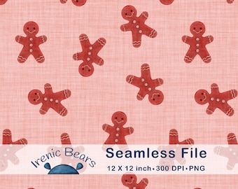 Patrón sin costuras de hombrecitos de jengibre: manualidades y decoración navideña (archivo digital PNG de 300 DPI)