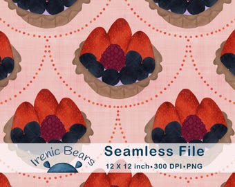 Beeren Tarte Muster, Dekor Beeren für die Küche (PNG Download)