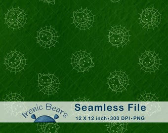 Halloween Katzen Spinnennetz Muster: Gruselige Kacheln (300 DPI PNG Download)