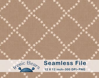 Cowgirl Sterne in Taupe Braun auf rustikalem Leinen Textur (Nahtloses Muster 300 DPI PNG Download) für Western Americana Decor