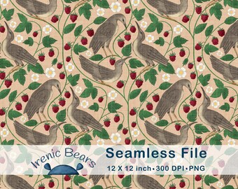 "Heritage Vögel und Himbeeren, Beige"