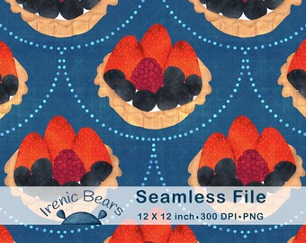 Beeren Tarte Muster, Aquarell Frucht Desserts (300 DPI PNG Download)