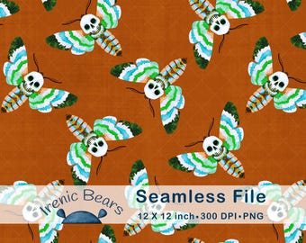 Halloween Whimsigoth Totenkopf Motte Muster (PNG Download)