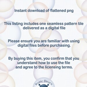 Puede incluir: Listado de archivos digitales con texto: "Descarga instant&aacute;nea de png aplanado." Incluye un mosaico de patr&oacute;n sin costuras. El texto tambi&eacute;n dice: "Aseg&uacute;rese de estar familiarizado con el uso de archivos digitales antes de comprar."
