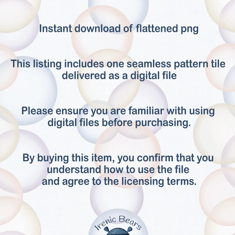 Puede incluir: Listado de archivos digitales con texto: "Descarga instant&aacute;nea de png aplanado." Incluye un mosaico de patr&oacute;n sin costuras. El texto tambi&eacute;n dice: "Aseg&uacute;rese de estar familiarizado con el uso de archivos digitales antes de comprar."