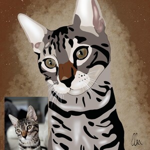 Portrait numérique personnalisé de votre animal – Style cartoon, fond au choix