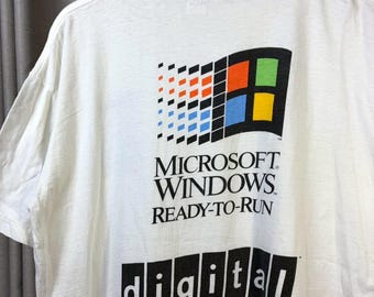 Vintage 90s Microsoft Windows Computer System Shirt size XL  rl04