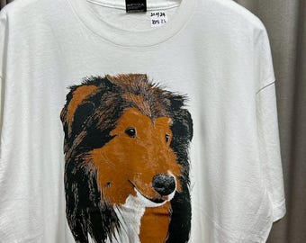Vintage 90s Shetland Sheep Dog Sheltie Art Graphic shirt size XL RL03