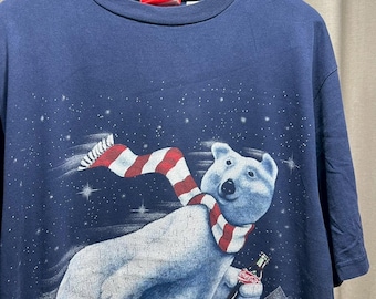 Vintage 90-tals Coca Cola Polar Bear-skjorta storlek XL RL03