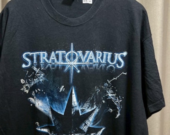 Vintage 90's Stratovarius Metal Band Black Large T Shirt Tee