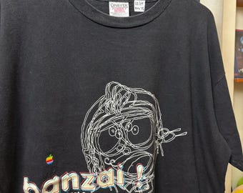 Vintage 90s APPLE Banzai How fast is fast?  “rare” Shirt size XL rl08