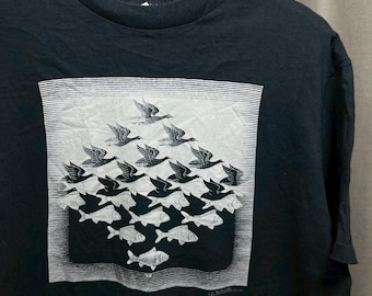 Vintage 1990s MC Escher Abstract Art Graphic T Shirt / Vintage T