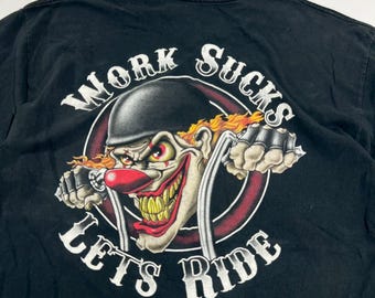 Vintage Work Sucks Lets Ride Shirt size XL  RL01