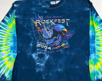 Camisa de manga comprida Rockfest vintage de 2004 Tie Dry tamanho XL RL01