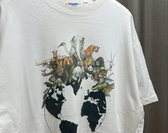 Vtg 1994 Earth Day T-shirt off White L 90s National Wildlife 