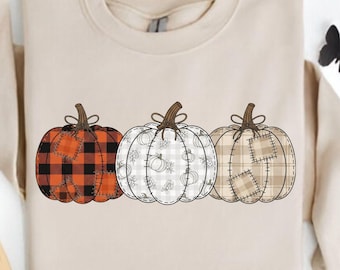 Preppy Pumpkin PNG, Floral Fall Pumpkin PNG, Boho Patchwork Pumpkin, Cozy Autumn Sublimation, Pumpkin Spice PNG, Girly Thanksgiving Shirt