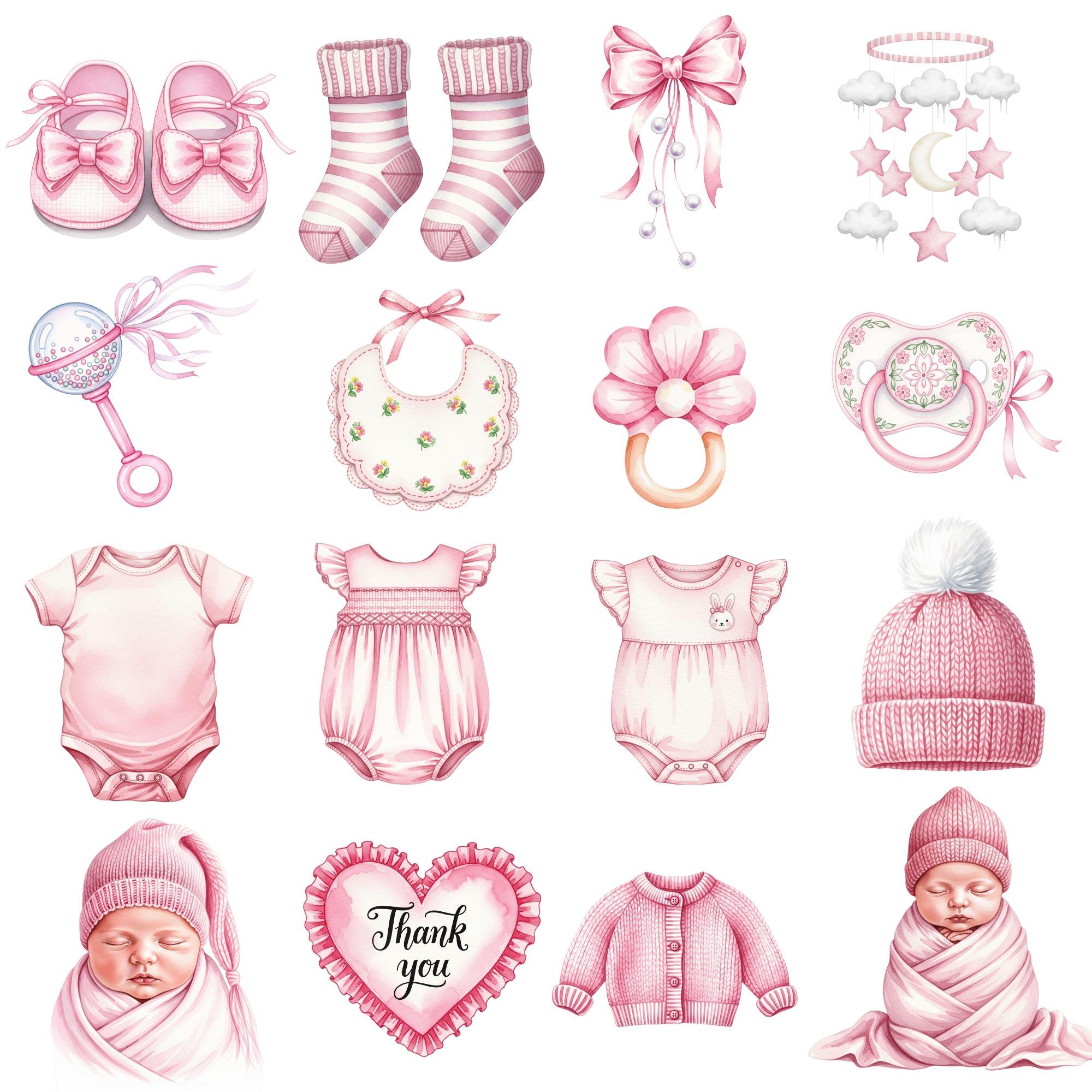 Watercolor Baby Girl Clipart Set: Boho Nursery PNG Graphics (digital ...