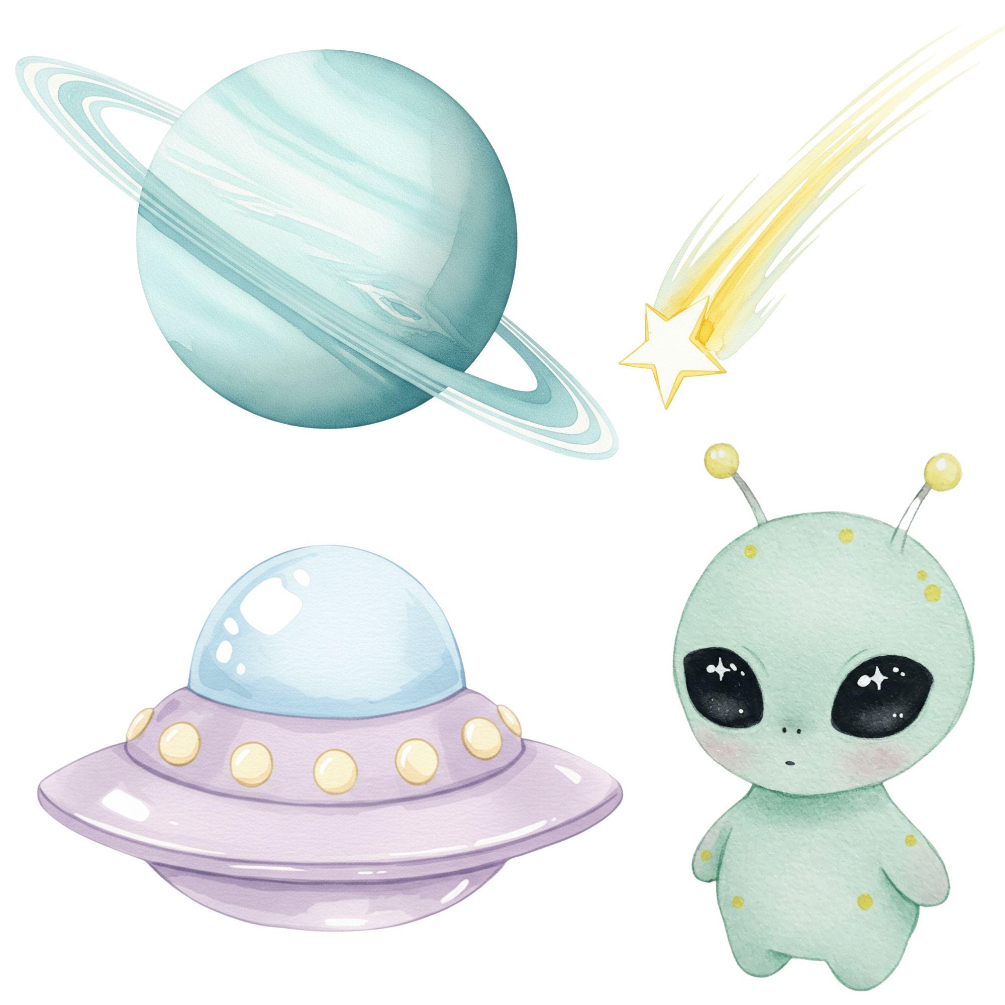 Cute Astronaut Clipart, Outer Space PNG, Rocket Ship, Galaxy Planets ...