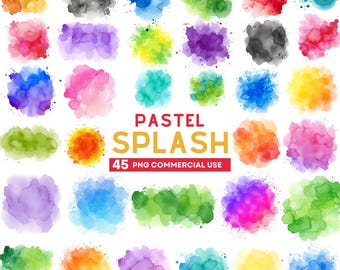Pastel Splash Clipart, Watercolor Splash PNG, Paint Splatter Clipart, Colorful Brush Stroke, Abstract Watercolor Clipart, Pastel Art PNG
