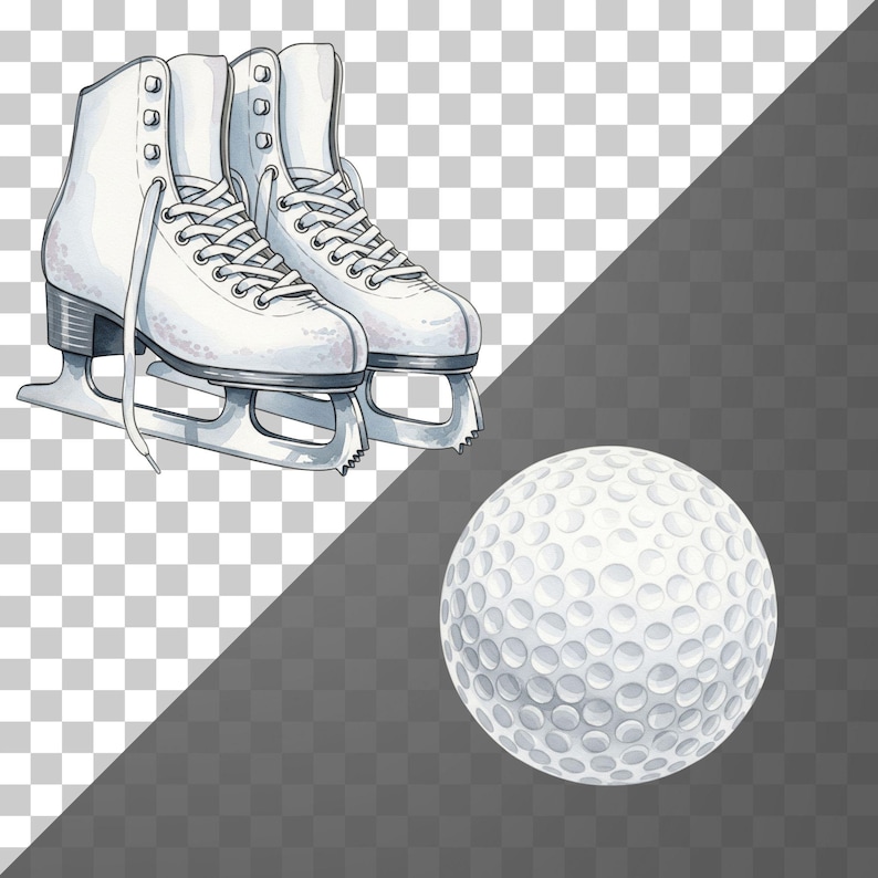 Softball Clipart PNG in watercolor style, including bat and glove, perfect for sports-themed invitations, crafts, and digital downloads.