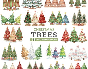 Wunderliche Weihnachtsbaum Clipart, Aquarell Baum PNG, Niedliche Weihnachten PNG, Schrullig Baum Clipart, Festliche Feiertagsgrafiken, Boho Weihnachten PNG